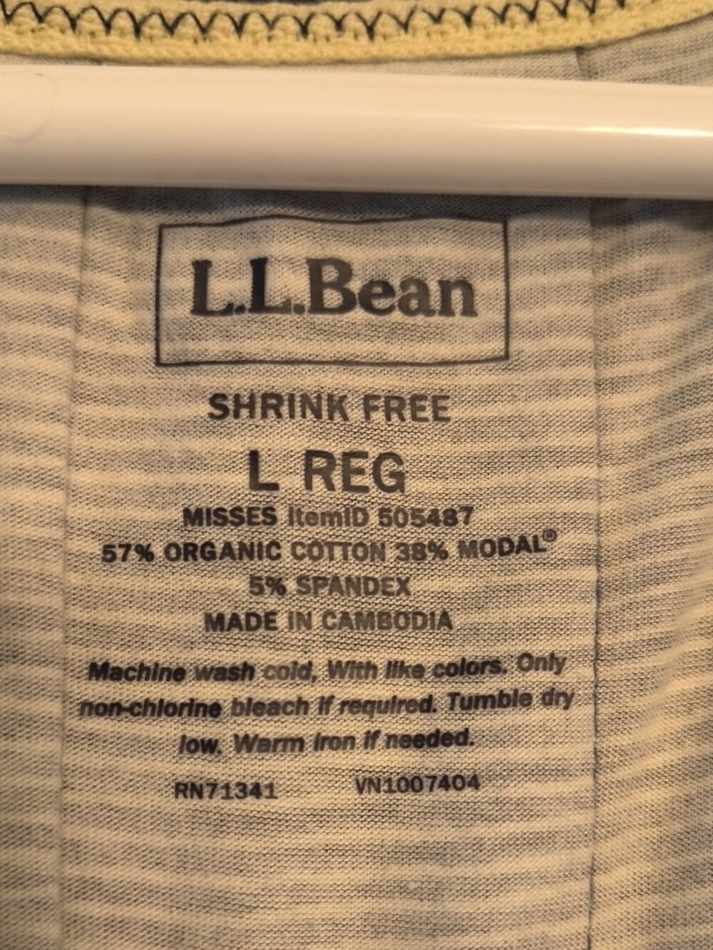 L.L. Bean L REG Navy and White Striped Long-Sleeve Tee Organic Cotton - Picture 2 of 6